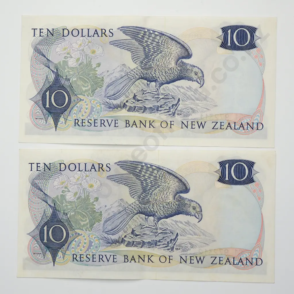 FLEMING CONSEC PAIR 10 DOLLARS BANKNOTES ND(1967-68) P.166a aUNC CCV$400 Image 1++