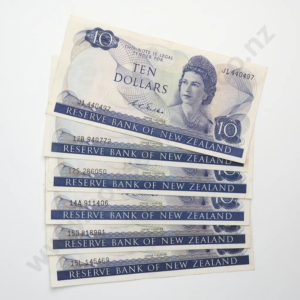 6 X 10 DOLLARS, WILKS SIGNATURE, PREFIXES J1, 12B, 12S, 14A, 15B, 15L, VERY FINE OR BETTER CONDITION Image 1++