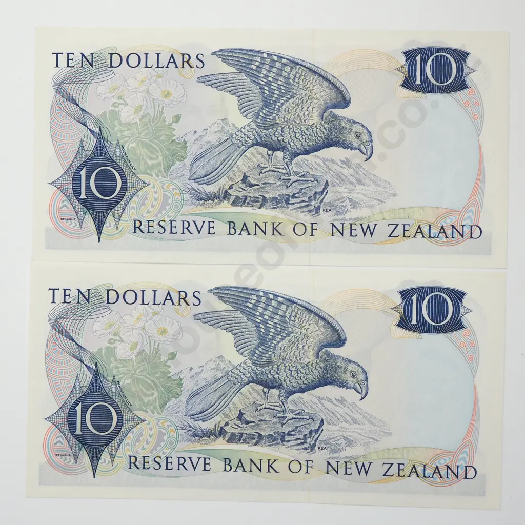 WILKS CONSEC PAIR 10 DOLLARS BANKNOTES ND(1968-75) P.166b UNCIRCULATED CCV$600 Image 1++