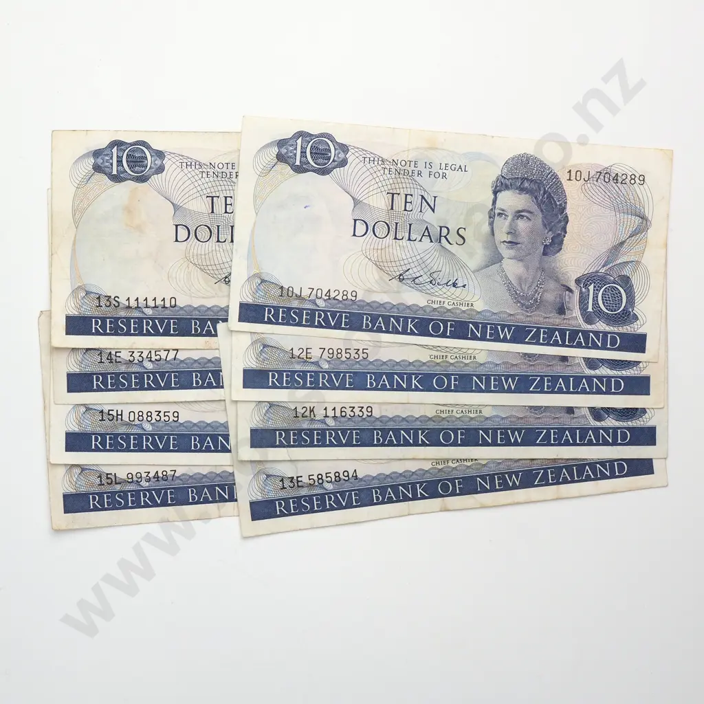 7 X 10 DOLLARS, WILKS SIGNATURE, PREFIXES 10J, 12E, 12K, 13E, 13S, 14E, 15H, 15L, FINE VERY FINE Image 1++