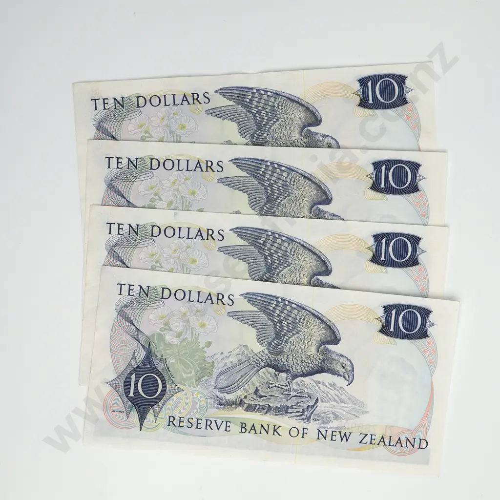 KNIGHT CONSEC 4X 10 DOLLARS BANKNOTES ND(1975-77) P.166c Almost UNCIRCULATED CCV$700 Image 1++