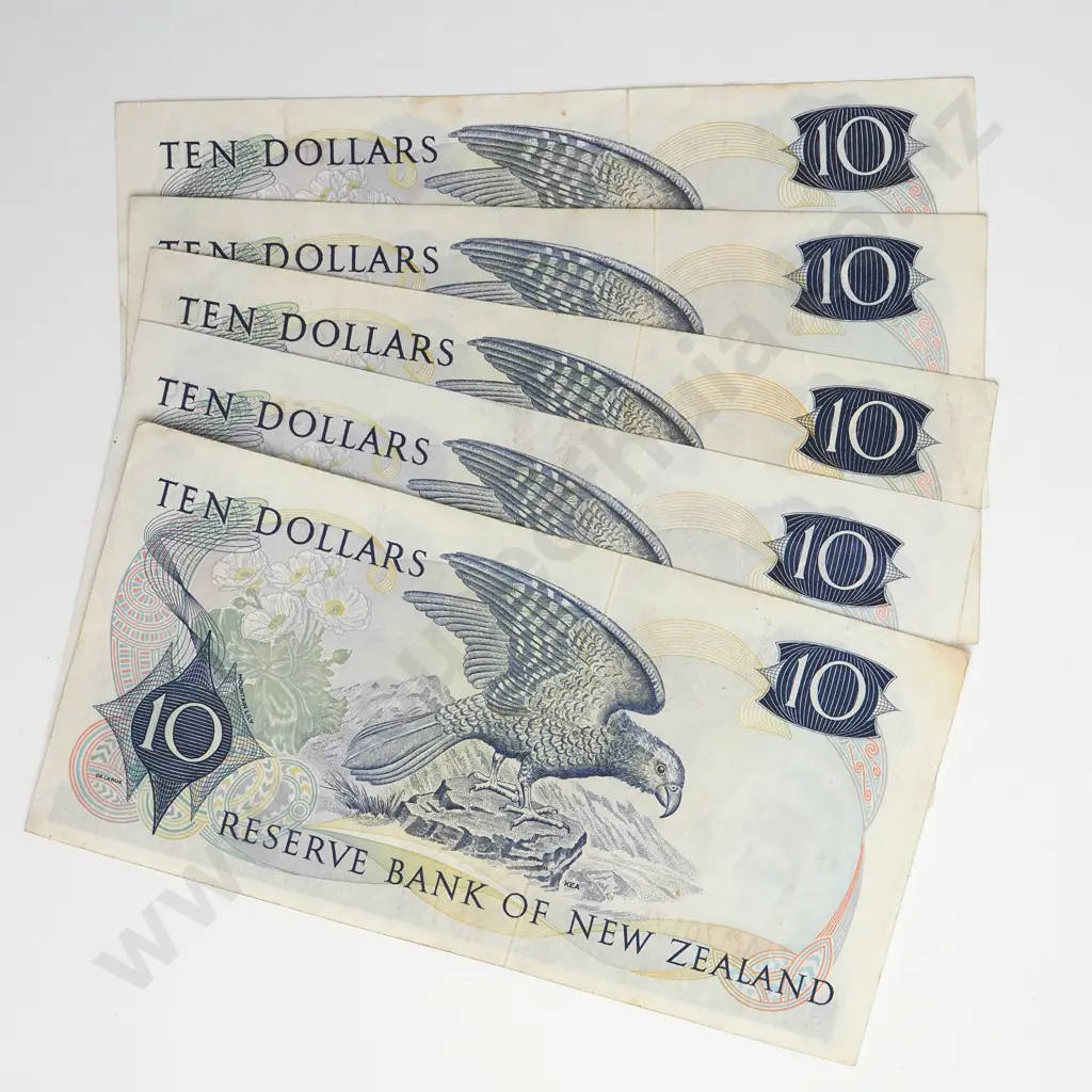 5 X 10 DOLLARS, KNIGHT SIGNATURE, PREFIXES 20A, 21Y, 22H, 23A, 24A, VERY FINE OR BETTER Image 1++
