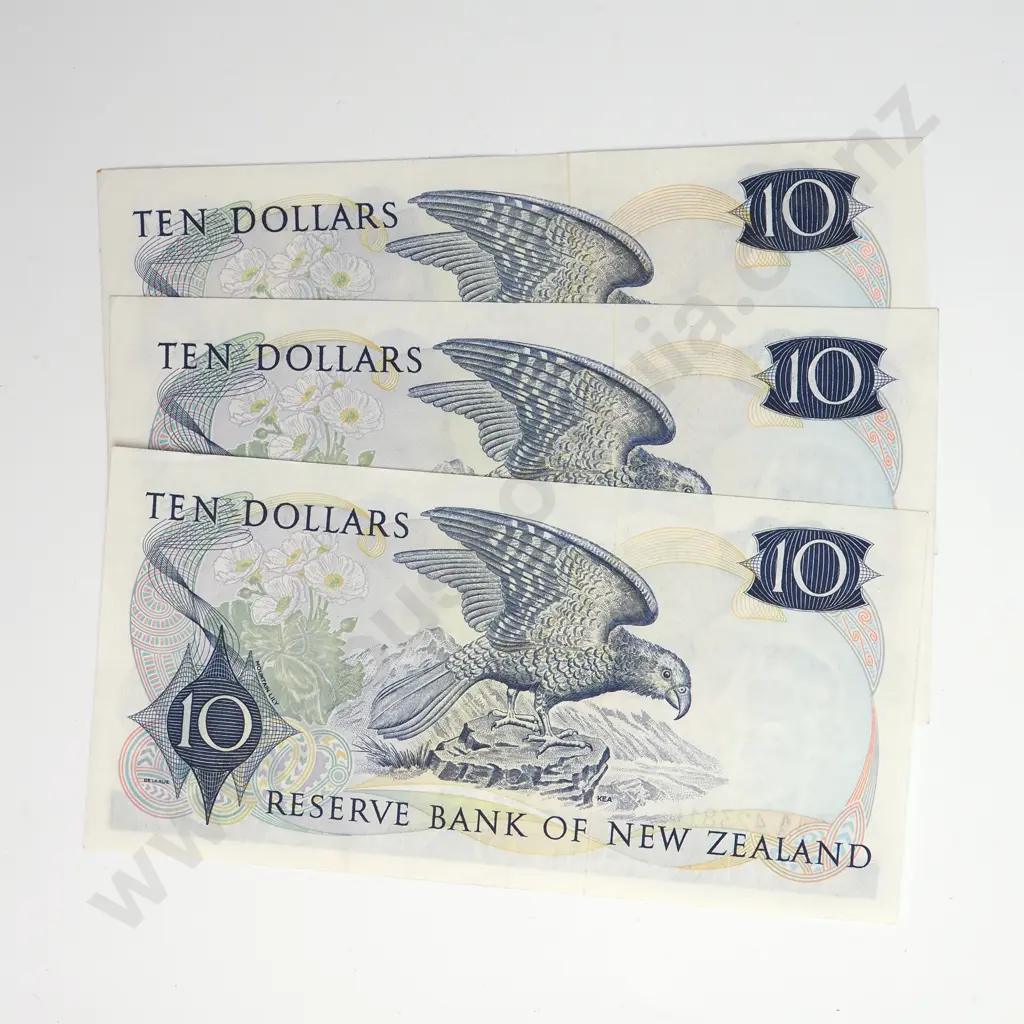 3 X 10 DOLLARS, KNIGHT SIGNATURE, PREFIXES 22K, 23Y, 24A, EXTREMELY FINE Image 1++