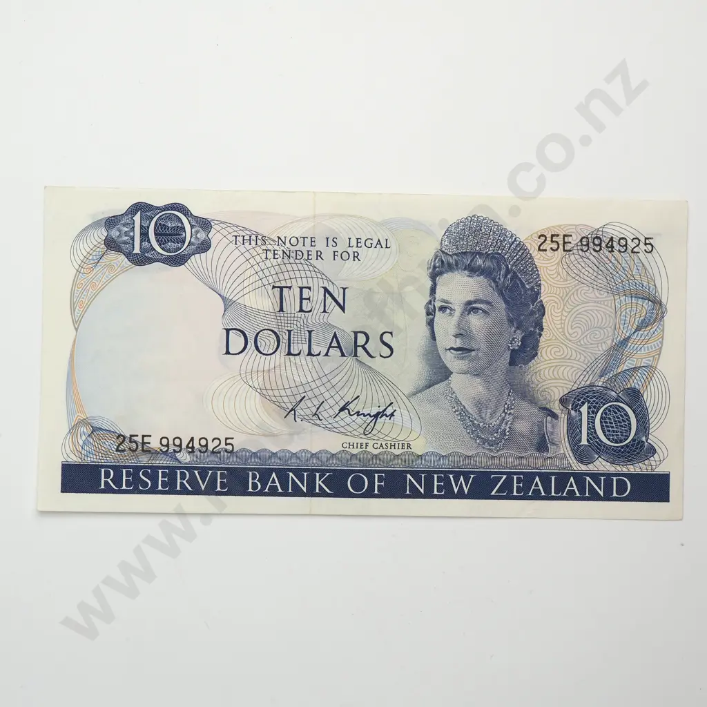 10 DOLLARS, KNIGHT SIGNATURE, PREFIX 25E ( LAST PREFIX OF SIGNATURE ), EXTREMELY FINE Image 1++