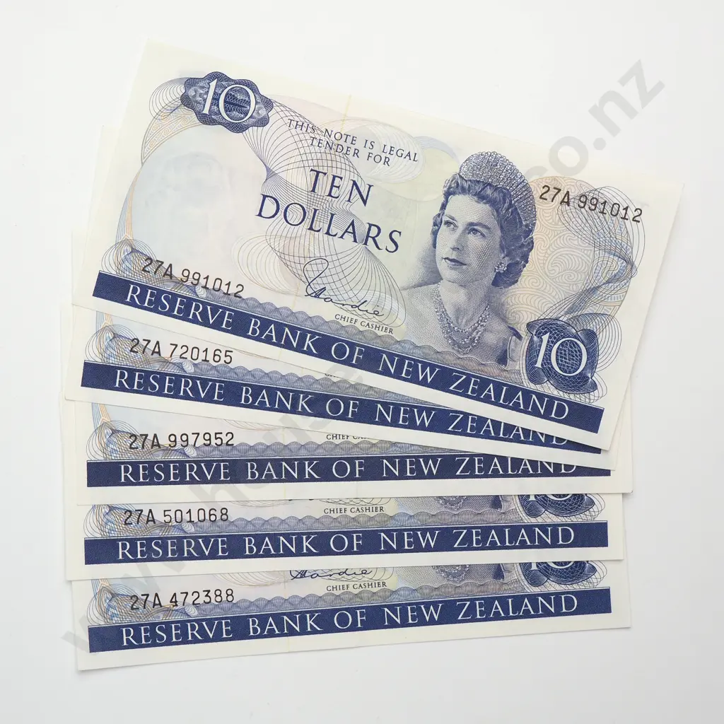 5 X 10 DOLLARS, HARDIE TYPE I SIGNATURE, PREFIXES 27A, EXTREMELY FINE Image 1++