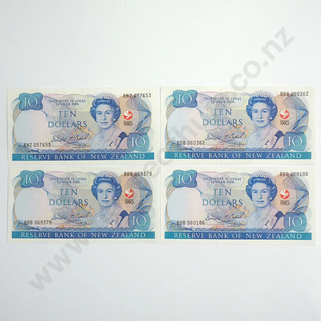 4X BRASH TYPE I SESQUICENTENARY 1990 10 DOLLARS BANKNOTES VERY FINE Image 1++