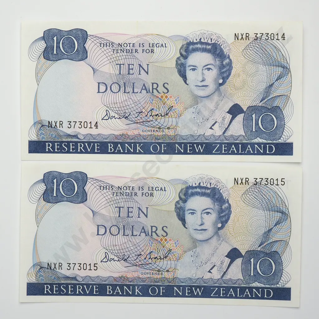 BRASH CONSEC PAIR 10 DOLLARS BANKNOTES ND(1989-92) P.172c UNCIRCULATED CCV$160 Image 1++