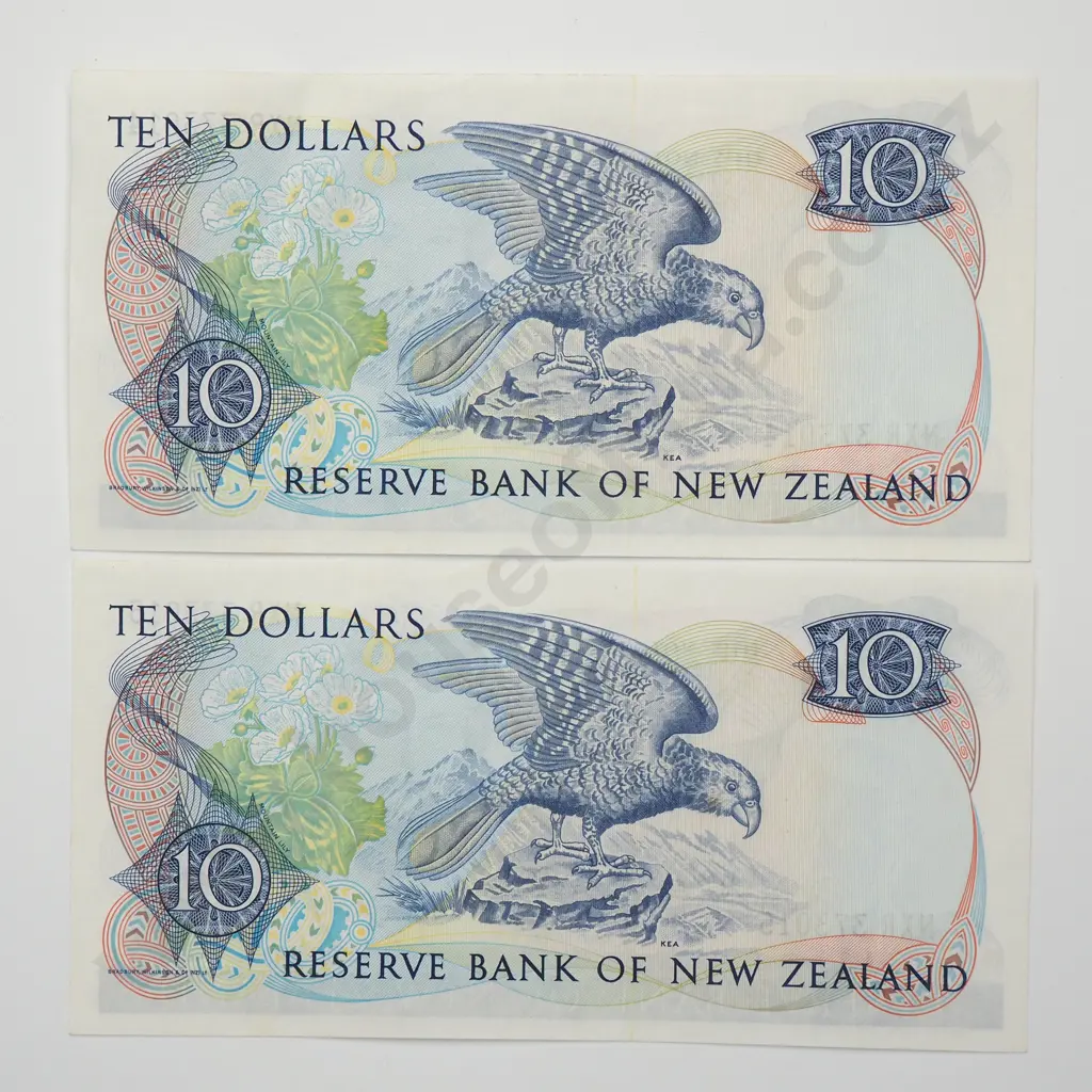 BRASH CONSEC PAIR 10 DOLLARS BANKNOTES ND(1989-92) P.172c UNCIRCULATED CCV$160 Image 1++