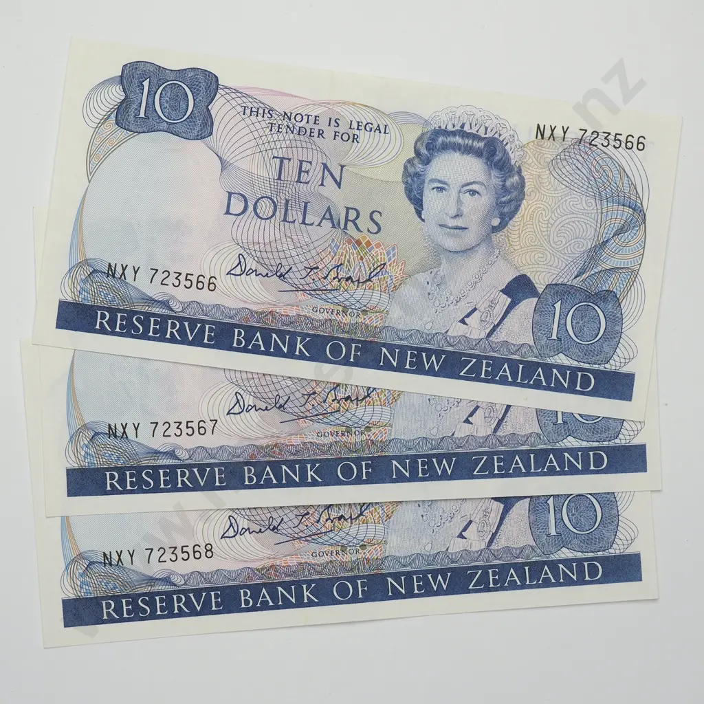 BRASH CONSEC TRIO 10 DOLLARS BANKNOTES ND(1989-92) P.172c Almost UNCIRCULATED CCV$150 Image 1++