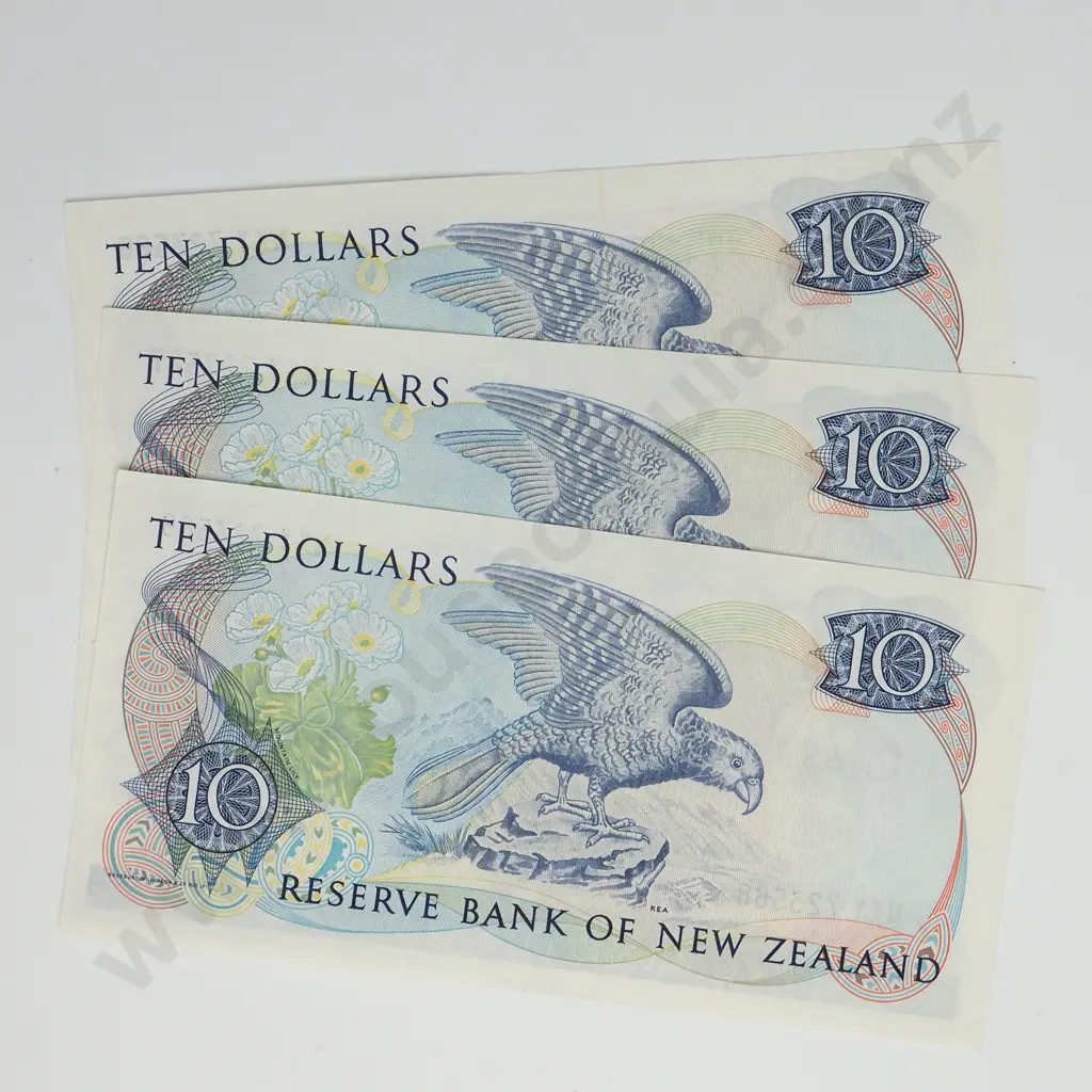 BRASH CONSEC TRIO 10 DOLLARS BANKNOTES ND(1989-92) P.172c Almost UNCIRCULATED CCV$150 Image 1++