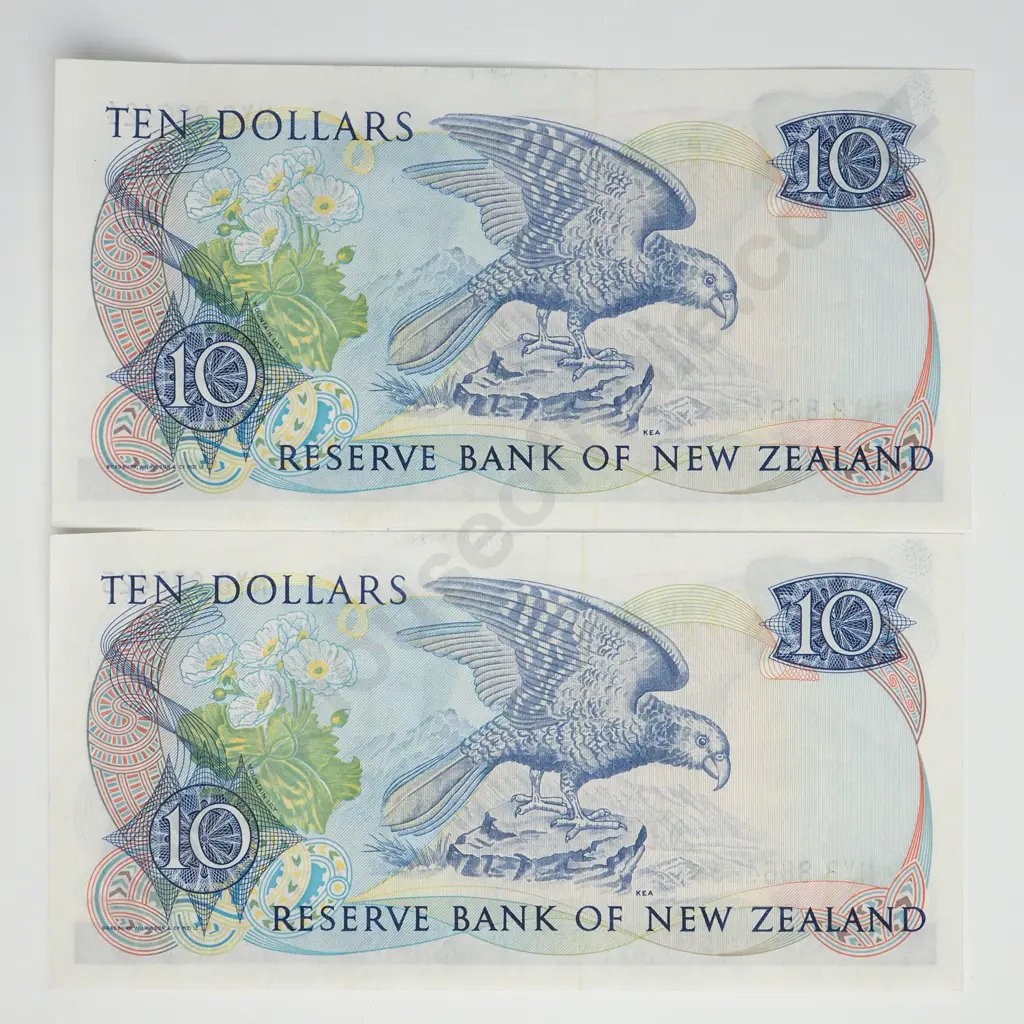 BRASH CONSEC PAIR 10 DOLLARS BANKNOTES ND(1989-92) P.172c UNCIRCULATED CCV$160 Image 1++