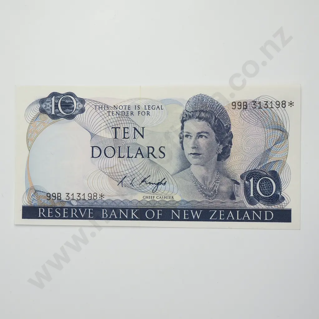 KNIGHT 99B STAR NOTE 10 DOLLARS BANKNOTE ND(1975-77) P.166c UNCIRCULATED CV$600 Image 1++