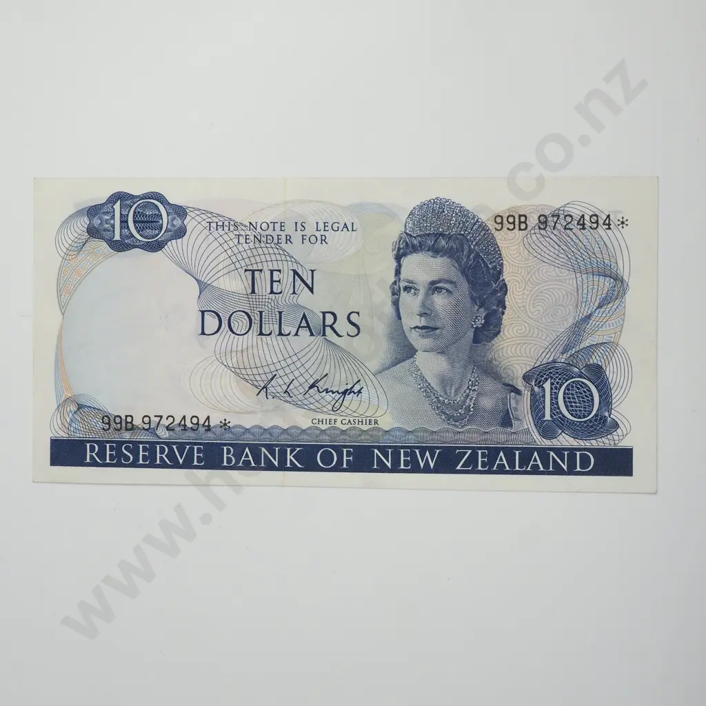 KNIGHT 99B STAR NOTE 10 DOLLARS BANKNOTE ND(1975-77) P.166c VERY FINE CV$100 Image 1++