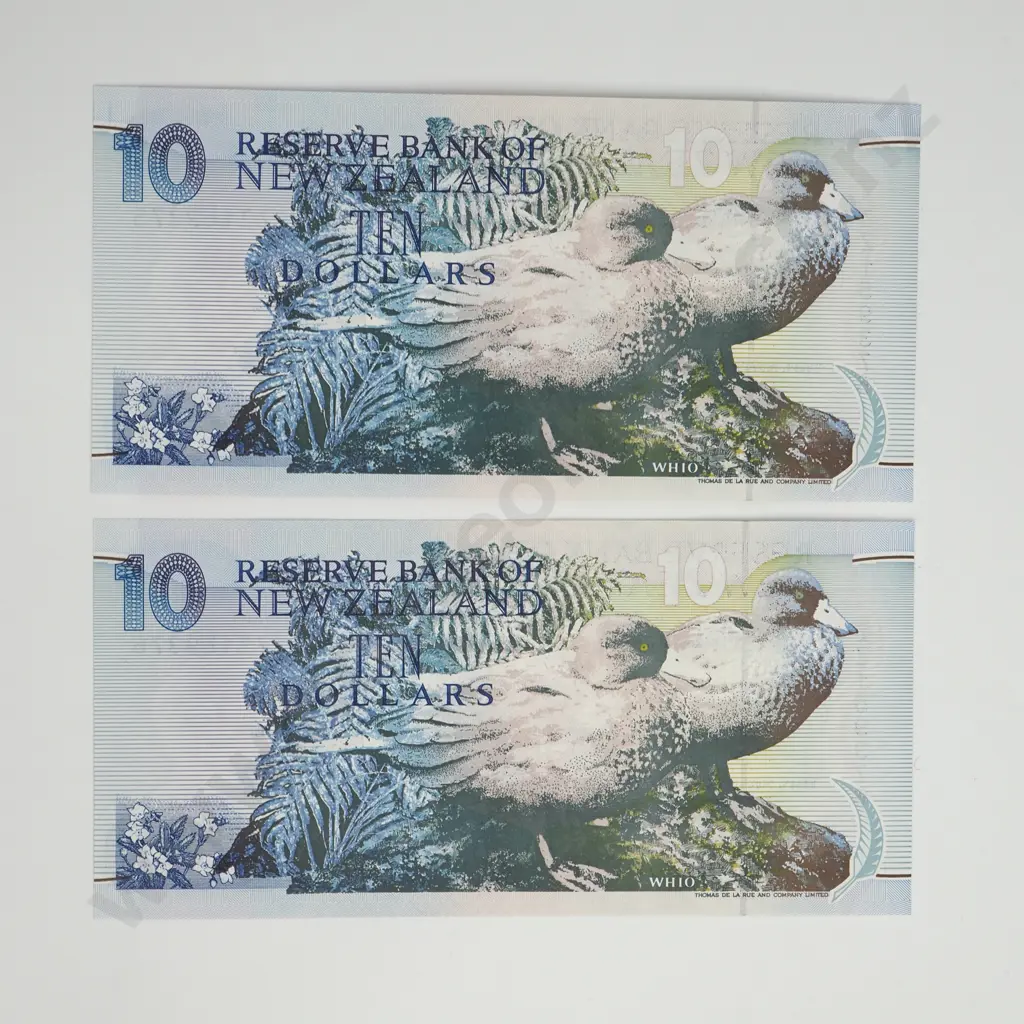 BRASH CONSEC PAIR ZZ 10 DOLLARS BANKNOTES ND(1996-97) P.182 UNCIRCULATED CCV$160 Image 1++