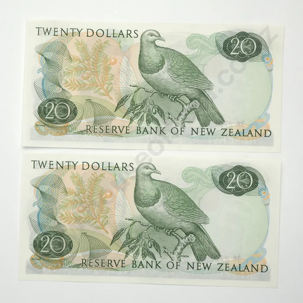 WILKS CONSEC PAIR 20 DOLLARS BANKNOTES ND(1968-75) P.167b Almost UNCIRCULATED CCV$800 Image 1++