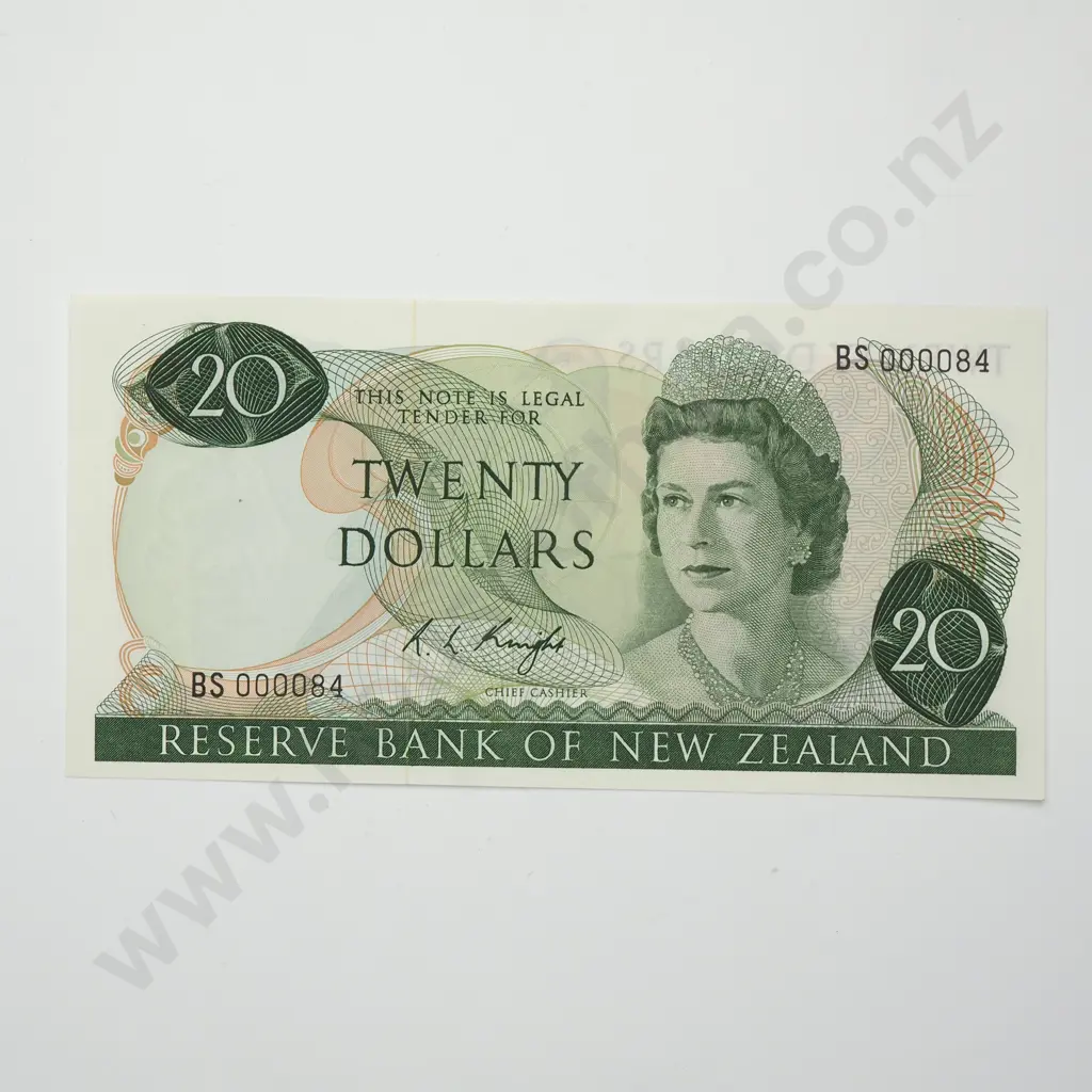 KNIGHT 1ST PREFIX LOW SERIAL 20 DOLLARS BANKNOTE ND(1975-77) P.167c UNCIRCULATED CV$800 Image 1++