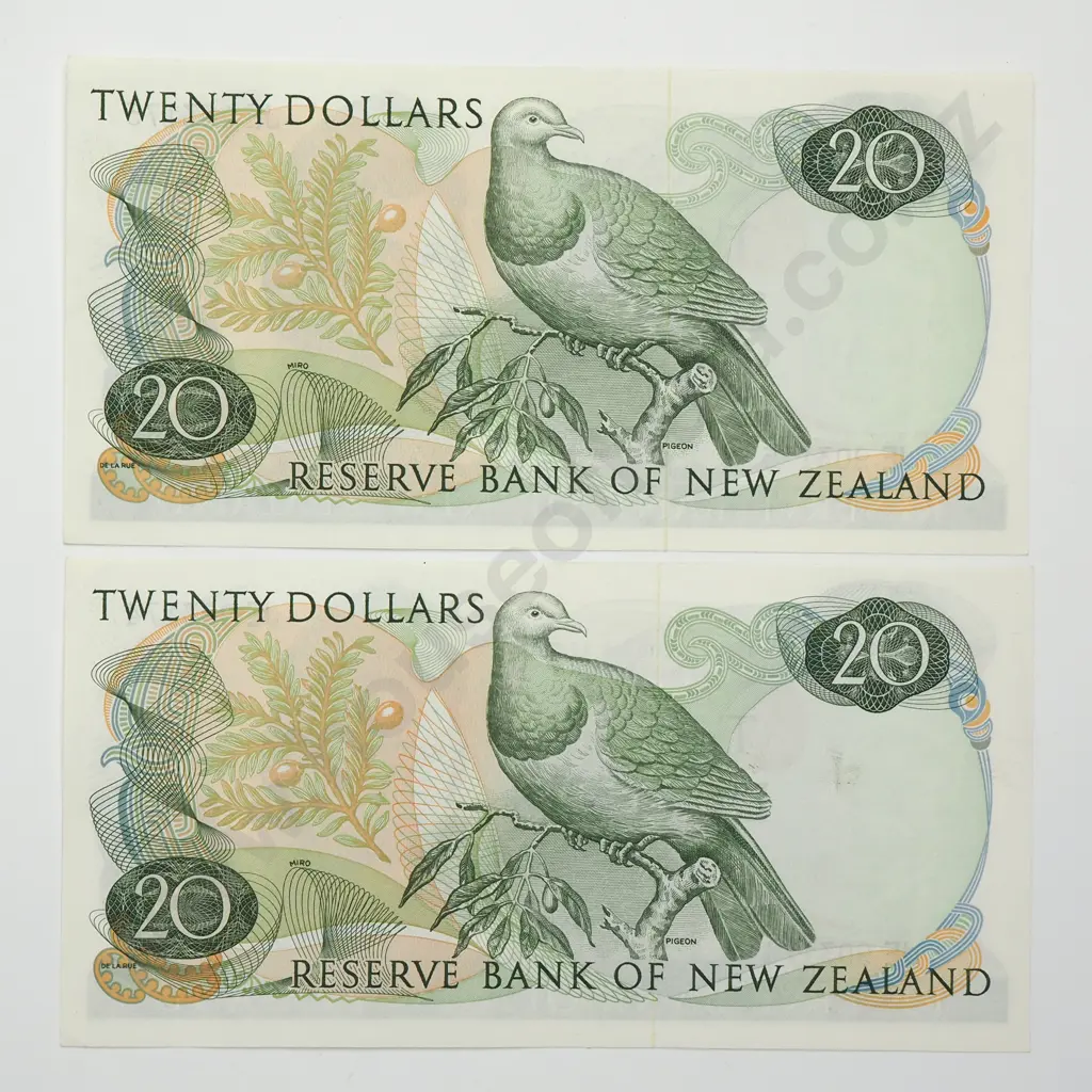 HARDIE TYPE I CONSEC PAIR 20 DOLLARS BANKNOTES ND(1977-81) P.167d aUNC CCV$350 Image 1++