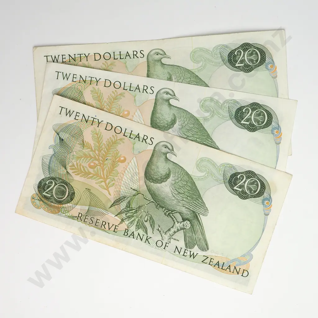 3 X 20 DOLLARS, HARDIE TYPE I SIGNATURE, PREFIXES KA, 2 X KJ, FINE OR BETTER CONDITION, MINIMUM Image 1++
