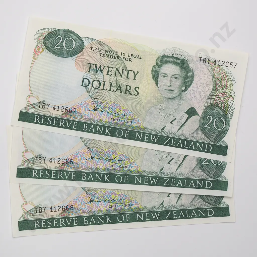 HARDIE CONSEC TRIO 20 DOLLARS BANKNOTES ND(1981-85) P.173a UNCIRCULATED CCV$450 Image 1++