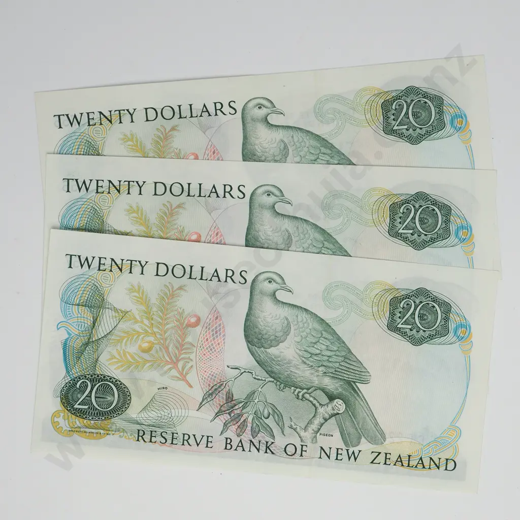 HARDIE TYPE II CONSEC TRIO 20 DOLLARS BANKNOTES ND(1981-85) P.173a aUNC CCV$330 Image 1++