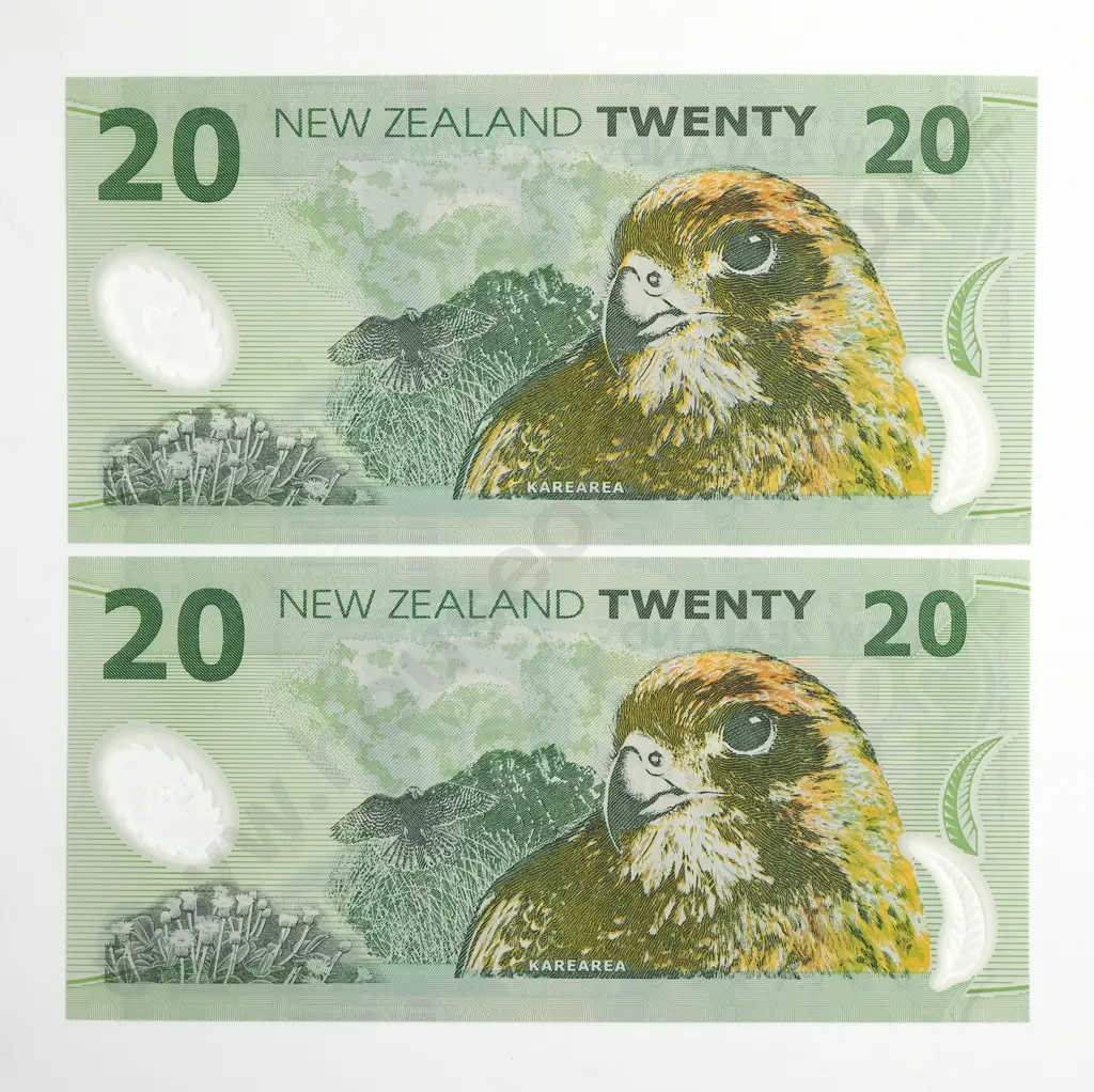 BOLLARD 1ST PREFIX CONSEC PAIR 20 DOLLARS BANKNOTES UNCIRCULATED Image 1++