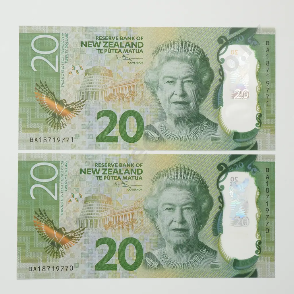 GRANT SPENCER CONSEC PAIR RAISED DIGIT 20 DOLLARS BANKNOTE ND(2018) P.193 UNCIRCULATED CCV$240 Image 1++