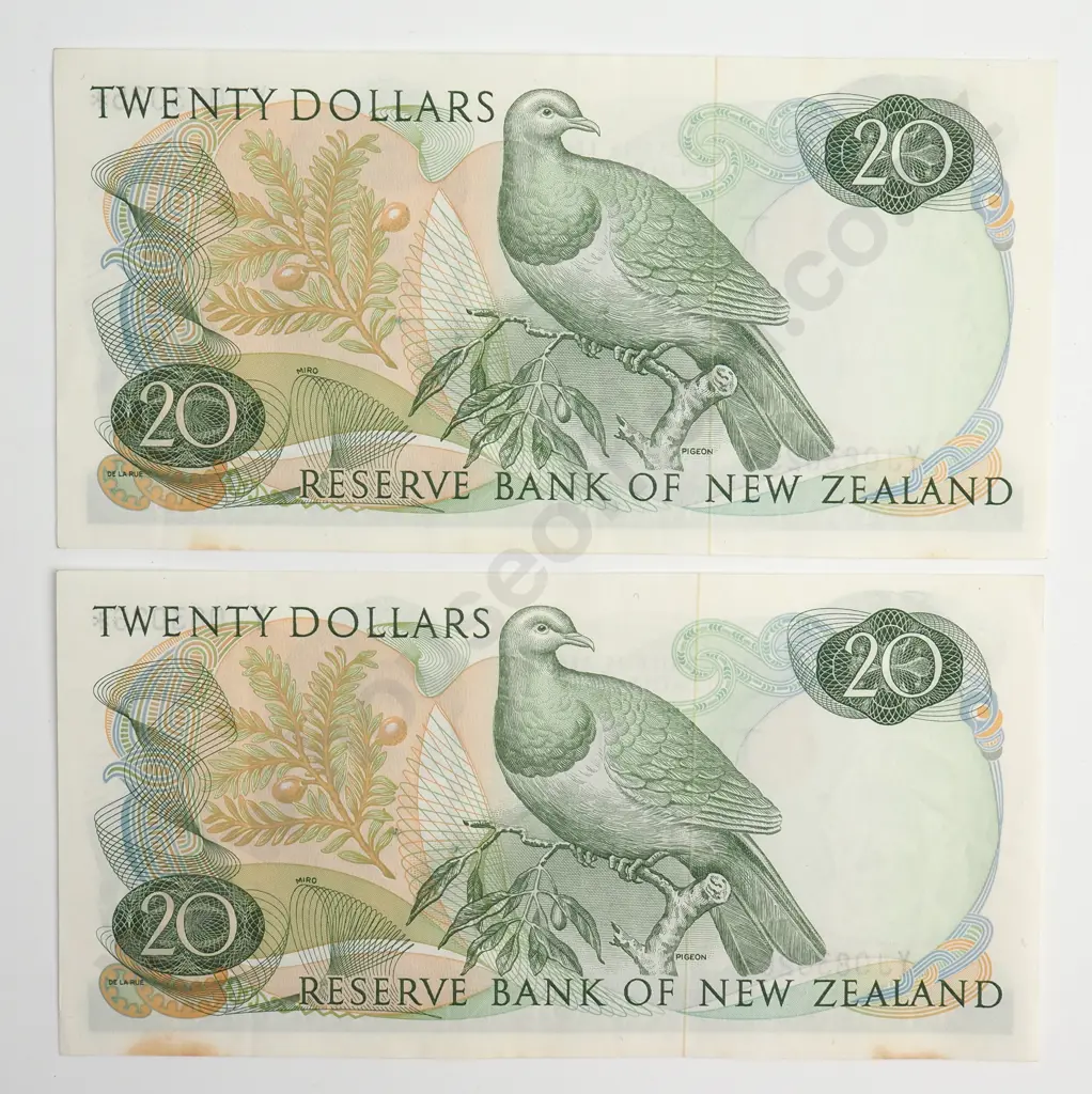 CONSEC PAIR 20 DOLLARS, KNIGHT SIGNATURE, PREFIXES YJ *, VERY FINE Image 1++
