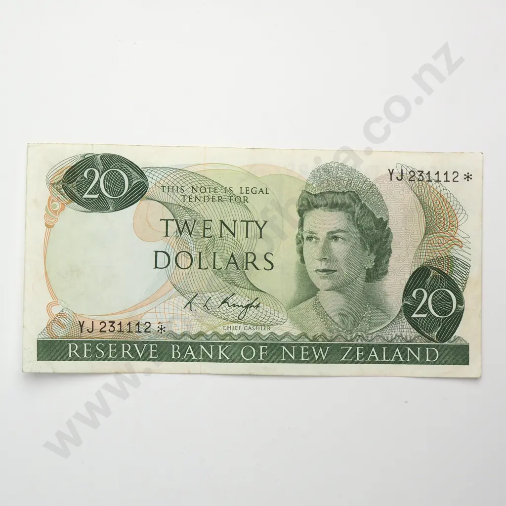 20 DOLLARS, KNIGHT SIGNATURE, PREFIX YJ *, FINE Image 1++