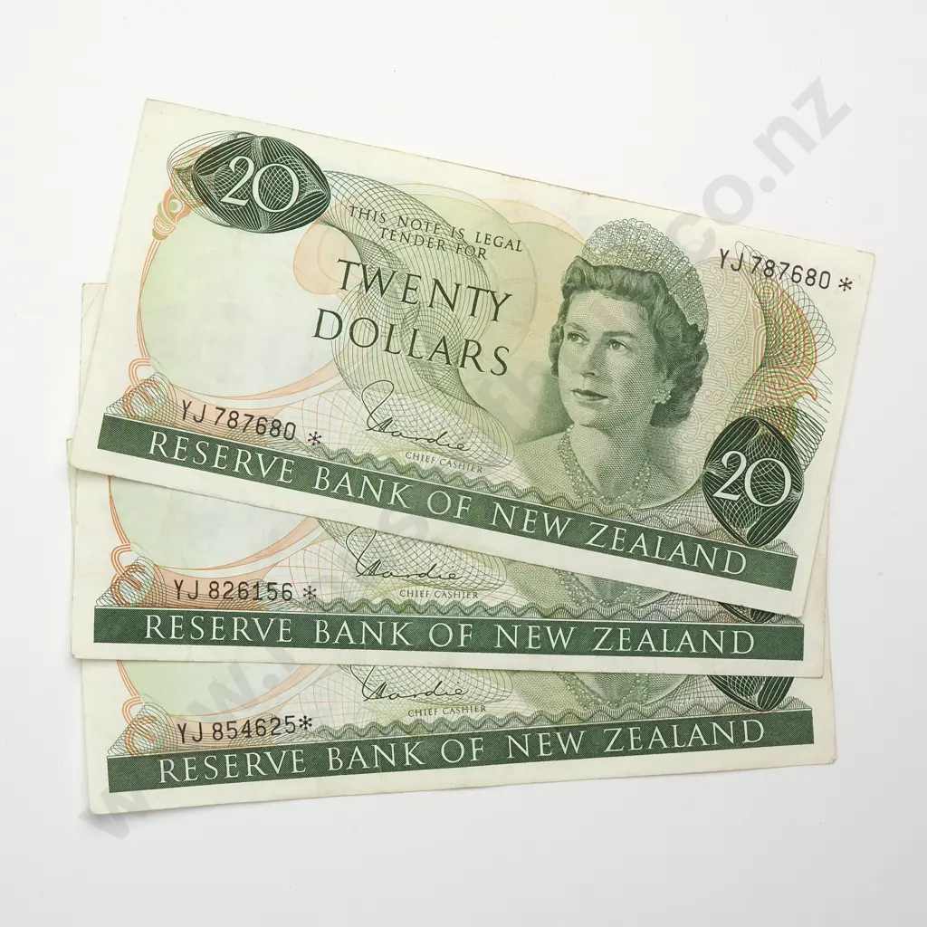 3 X 20 DOLLARS, HARDIE TYPE I SIGNATURE, PREFIXES YJ *, FINE OR BETTER CONDITION, MINIMUM Image 1++