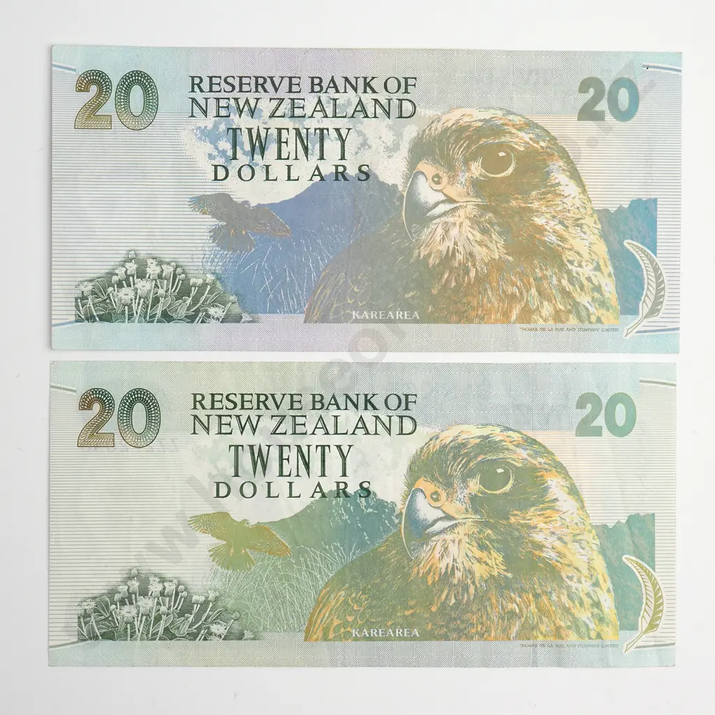 TWO BRASH ZZ REPLACEMENT 20 DOLLAR BANKNOTES aUNC Image 1++