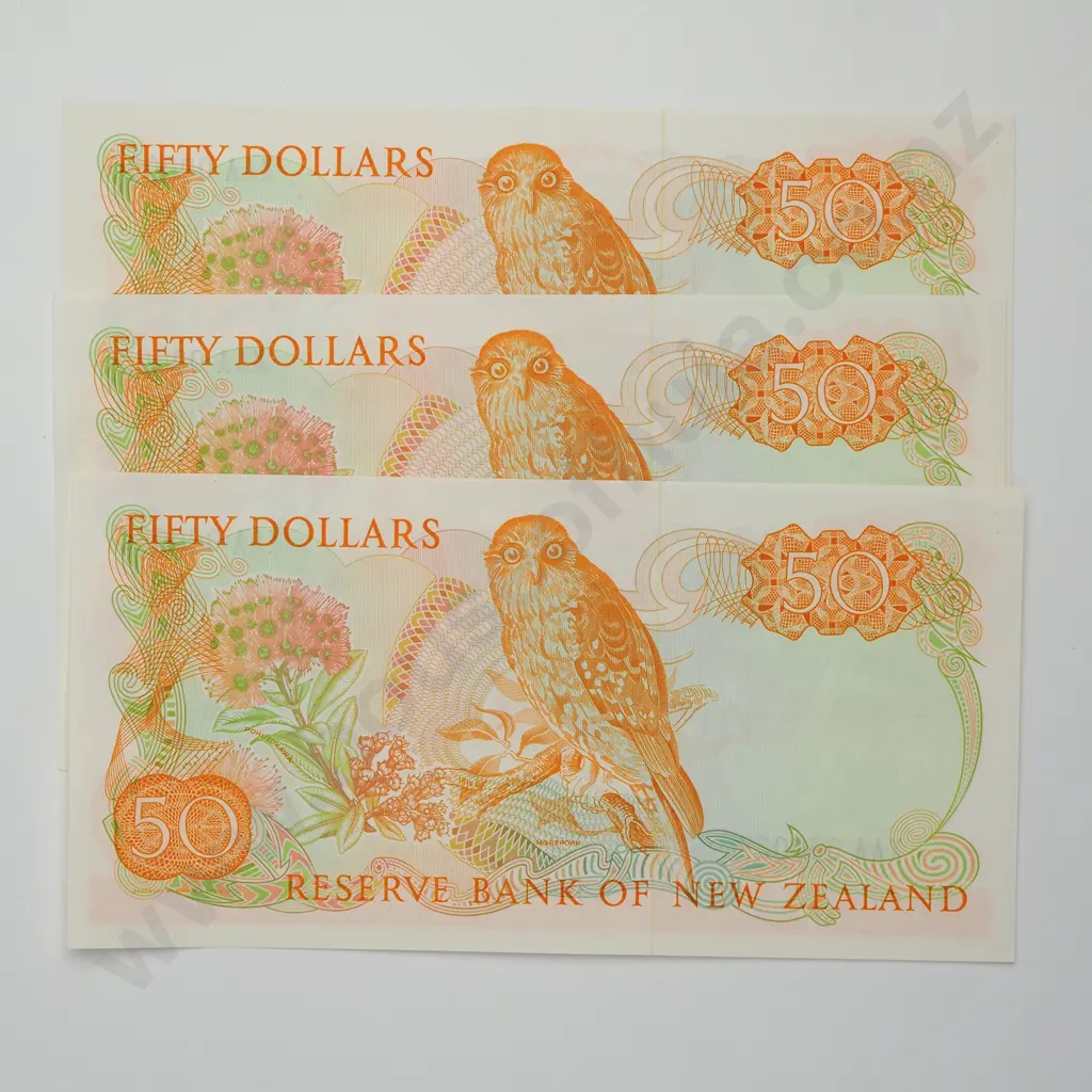 HARDIE CONSEC TRIO 50 DOLLARS BANKNOTES ND(1983-85) P.174a UNCIRCULATED CV$3000 Image 1++
