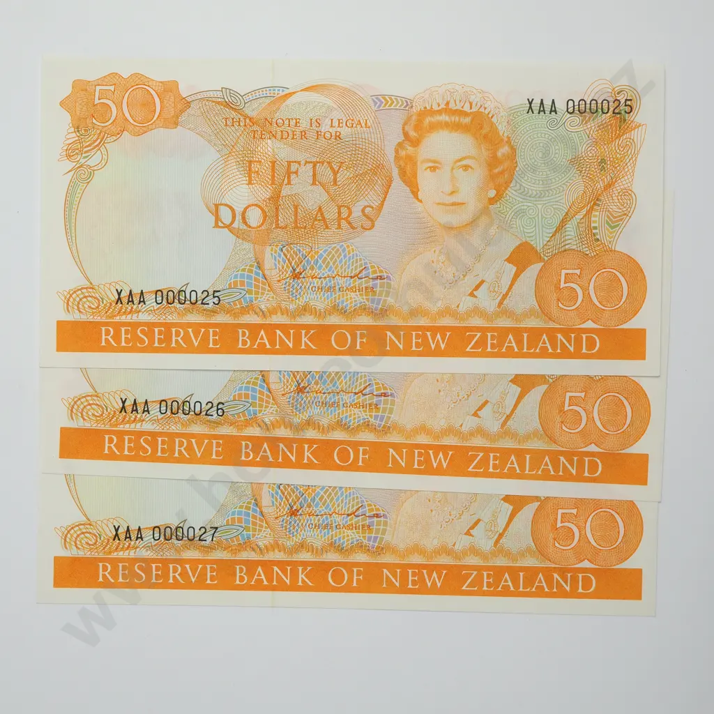 HARDIE CONSEC TRIO 50 DOLLARS BANKNOTES ND(1983-85) P.174a UNCIRCULATED CV$3000 Image 1++
