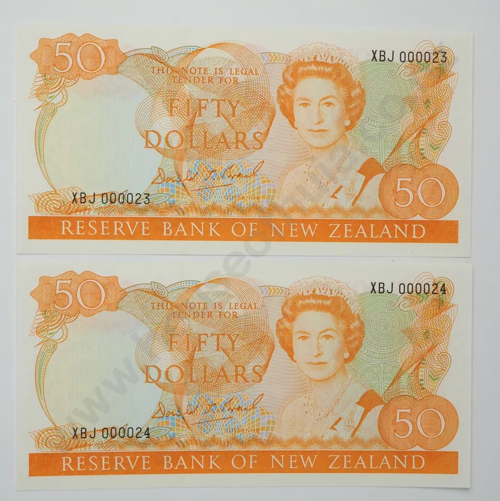 BRASH CONSEC PAIR 50 DOLLARS BANKNOTES ND(1989-92) P.174b UNCIRCULATED CV$2000 Image 1++