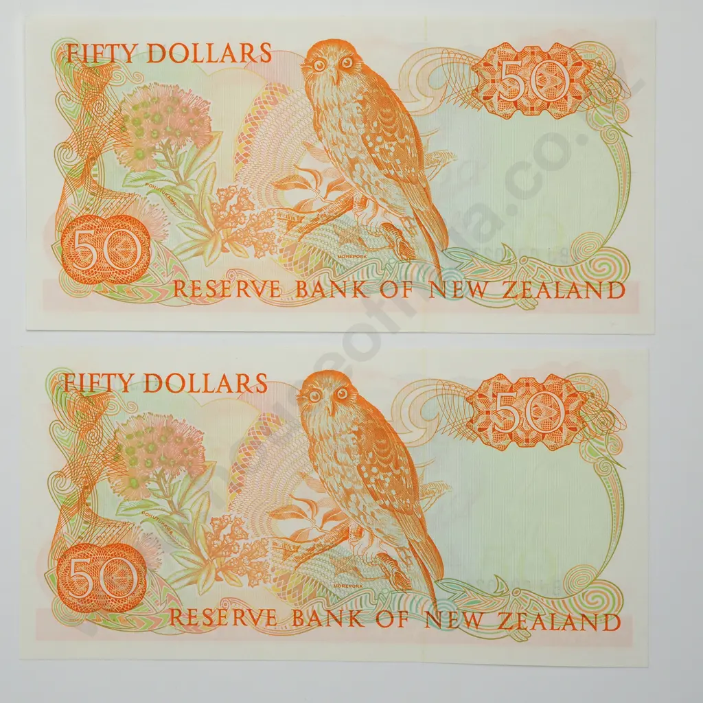 BRASH CONSEC PAIR 50 DOLLARS BANKNOTES ND(1989-92) P.174b UNCIRCULATED CV$2000 Image 1++