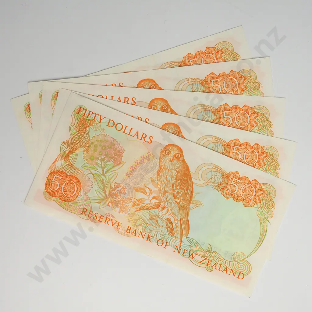 5 X 50 DOLLARS, BRASH TYPE I SIGNATURE, PREFIXES XBR, aUNC Image 1++