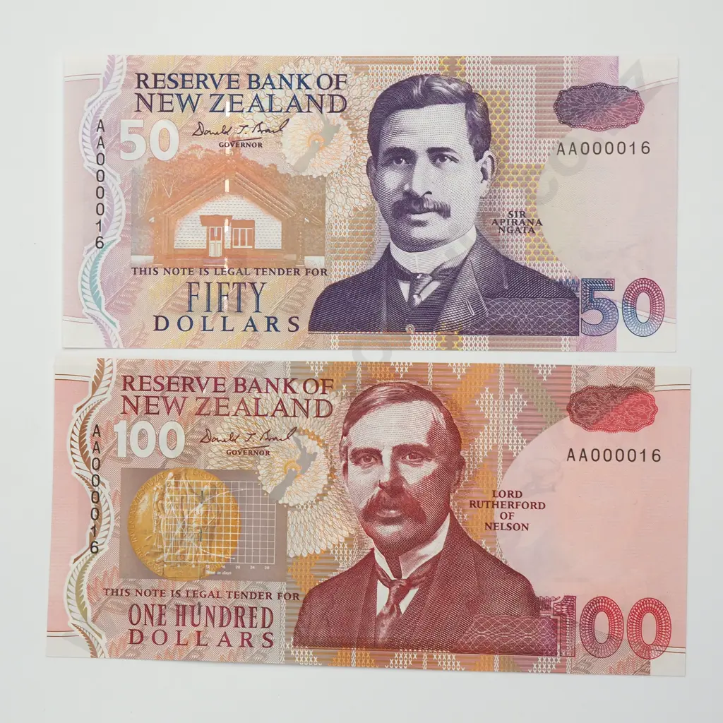 BRASH MATCHED SERIALS 50 & 100 DOLLARS BANKNOTES ND(1992) P.180,181A UNCIRCULATED CCV$700 Image 1++