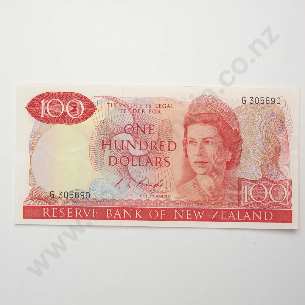 100 DOLLARS, KNIGHT SIGNATURE, PREFIX G, EXTREMELY FINE Image 1++