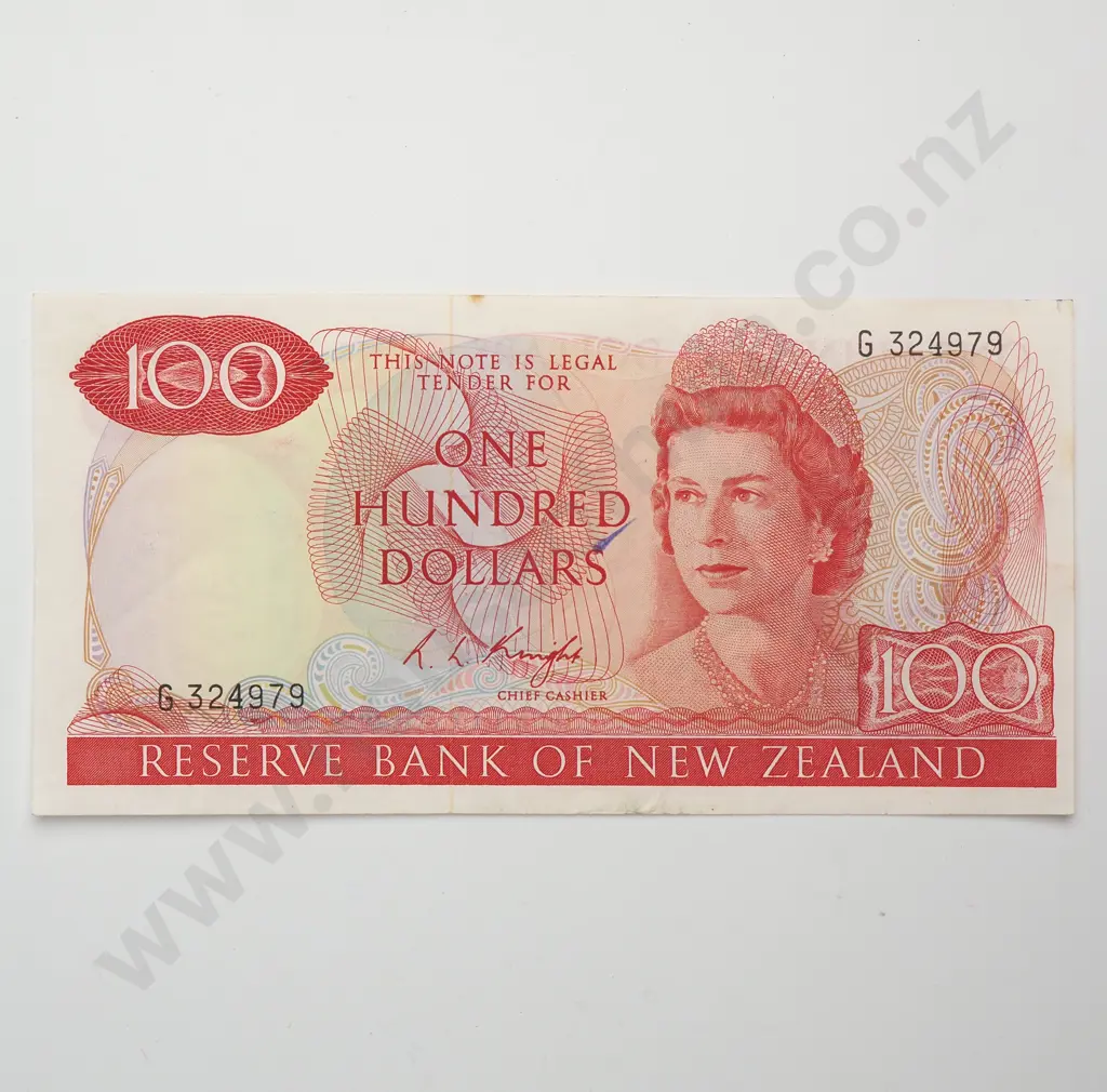 100 DOLLARS, KNIGHT SIGNATURE, PREFIX G, VERY FINE ( PEN MARK TO CENTRE ) Image 1++