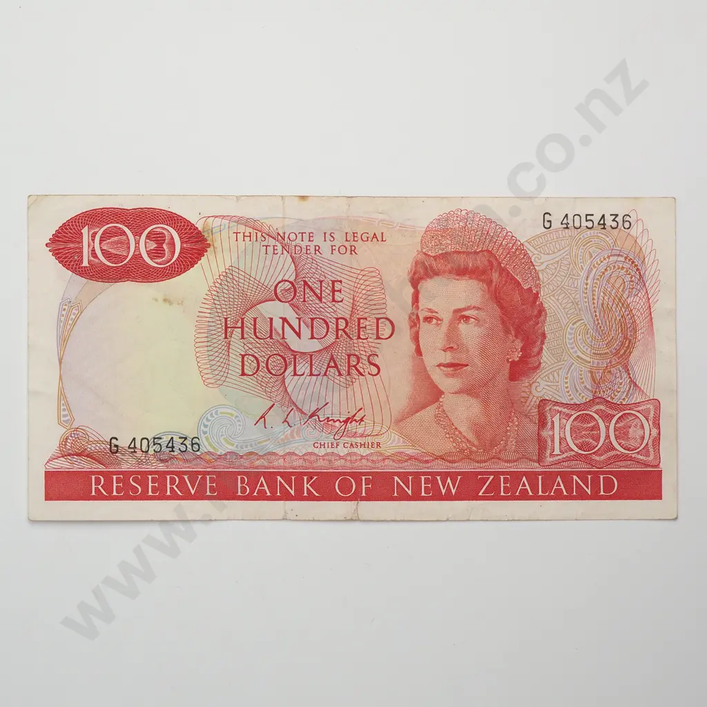 100 DOLLARS, KNIGHT SIGNATURE, PREFIX G, FINE ( TEAR IN BOTTOM EDGE ) Image 1++