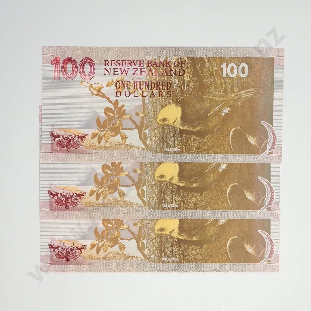 BRASH CONSEC TRIO 100 DOLLARS BANKNOTES ND(1992-99) P.181a UNCIRCULATED CCV$775 Image 1++