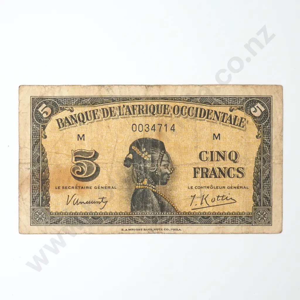 FRENCH WEST AFRICA 5 francs Image 1++