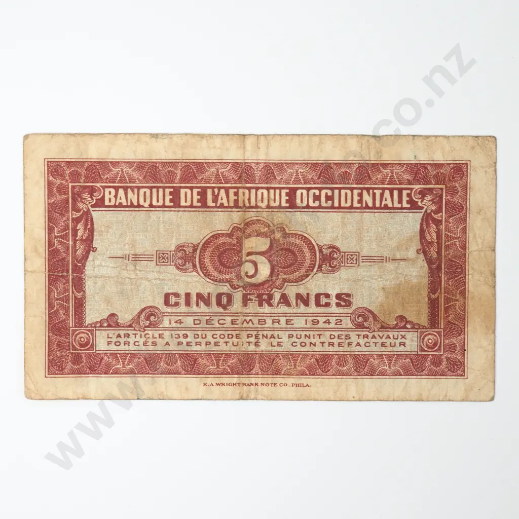 FRENCH WEST AFRICA 5 francs Image 1++