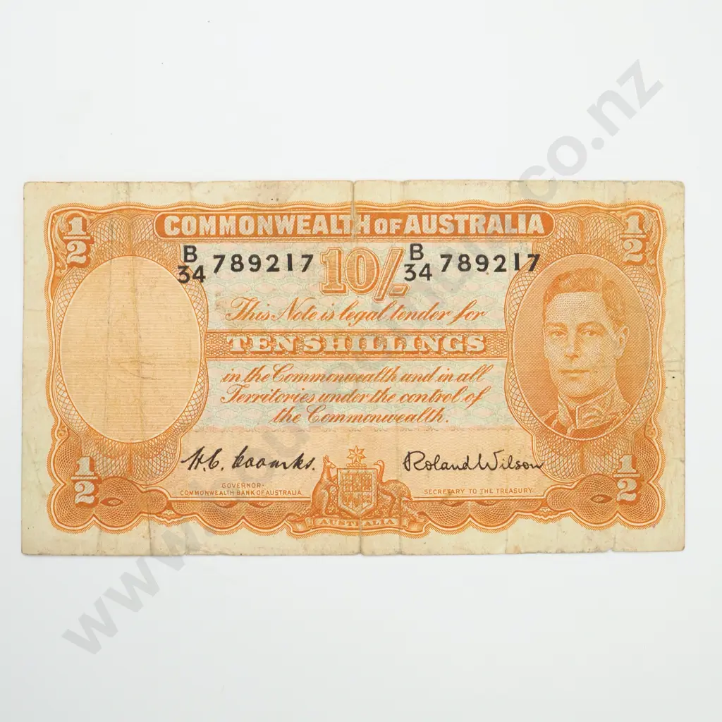AUSTRALIA 10 shillings, 1952, VG Image 1++