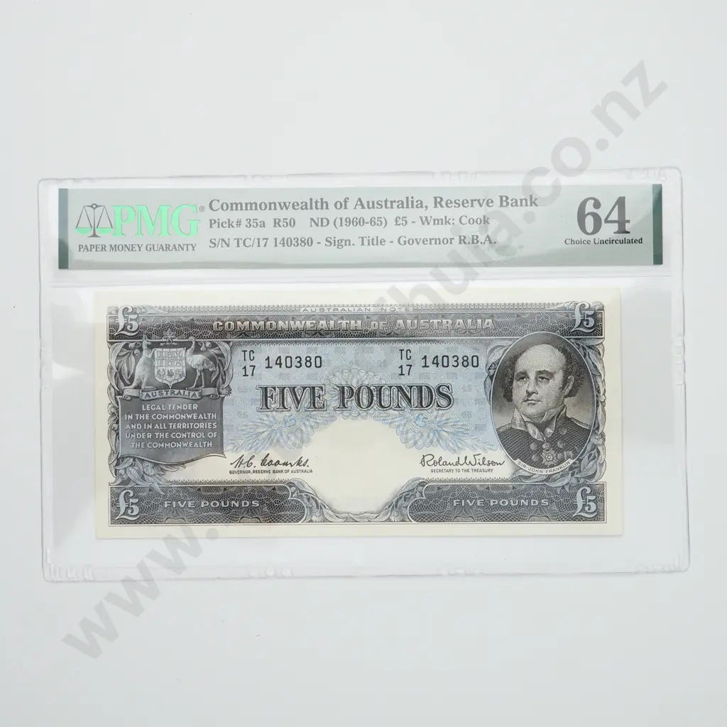 AUSTRALIA PMG Graded Coombs Wilson 5 pounds, Choice UNC Image 1++