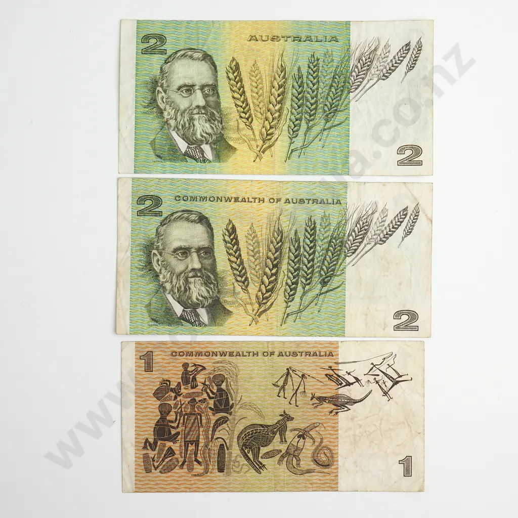 AUSTRALIA Coombs Wilson Three notes, 1 & 2 dollars Image 1++