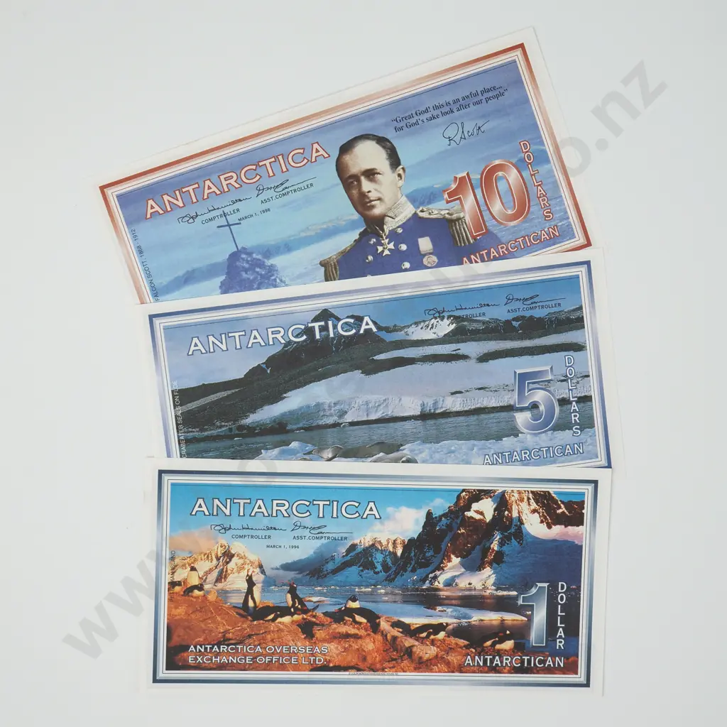 Three AUNC Antarctica Overseas Exchange Office Banknotes Image 1++