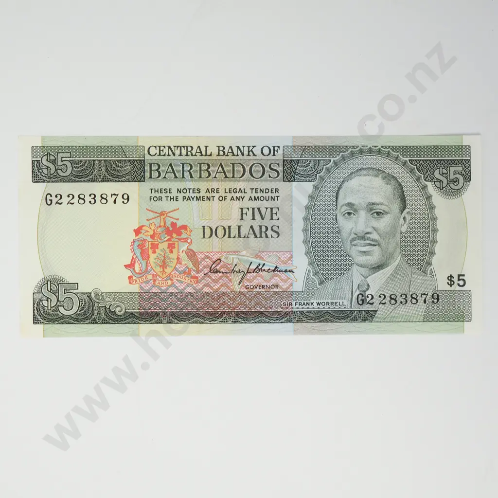BARBADOS 5 dollars, 1975, UNC Image 1++