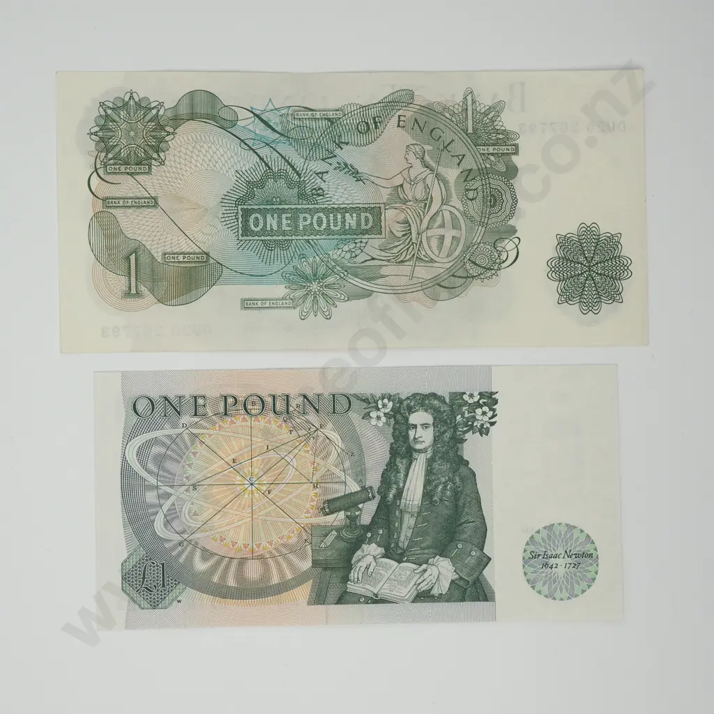 GREAT BRITAIN pair 1 pound notes, AUNC Image 1++