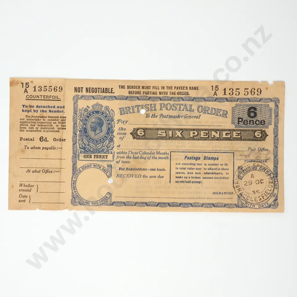 GREAT BRITAIN Postal order, 6 pence, 1935 Image 1++