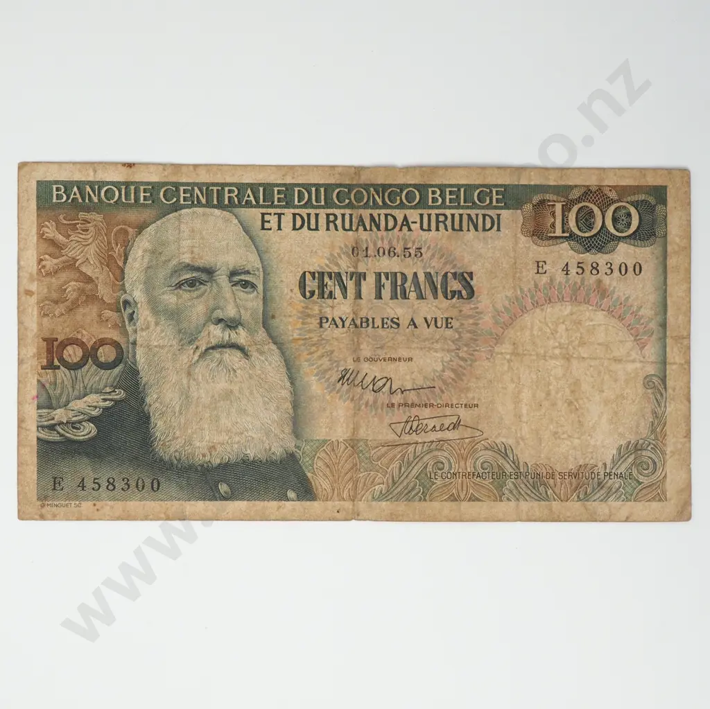 BELGIAN CONGO 100 francs, 1955, VG Image 1++
